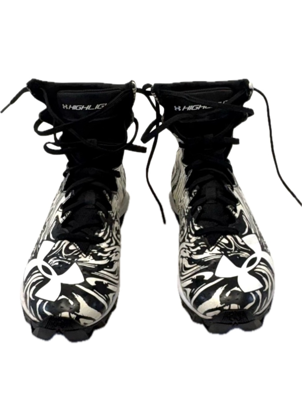 Under Armour Highlight Lux RM Cleats Black White Swirl Youth 6Y / Women’s 7.5